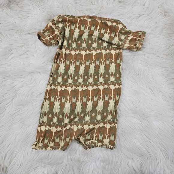 Kate Quinn Aztec Print Brown Green Tan 12-18 Months Baby Romper Bamboo - Picture 5 of 5